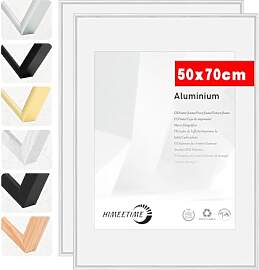HIMEETIME® 2x Bilderrahmen 50x70 cm Silber Metall 