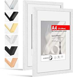 HIMEETIME® 2x Bilderrahmen DIN A4 21x30 cm Weiss