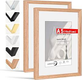HIMEETIME® 2x Bilderrahmen DIN A5 15x21 cm,aus