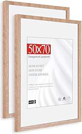 HIMEETIME® 2x Bilderrahmen für 50x70cm Natur
