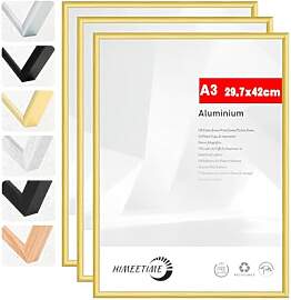 HIMEETIME® 3x Bilderrahmen A3 30x42 cm Gold