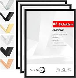 HIMEETIME® 3x Bilderrahmen A3 30x42 cm Schwarz