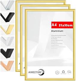 HIMEETIME® 3x Bilderrahmen A4 21x30 cm Gold