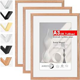 HIMEETIME® 3x Bilderrahmen DIN A3 30x42 cm,aus