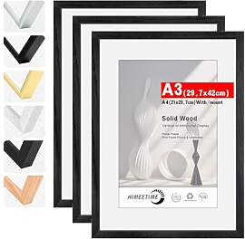 HIMEETIME® 3x Bilderrahmen DIN A3 30x42 cm