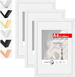 HIMEETIME® 3x Bilderrahmen DIN A4 21x30 cm Weiss