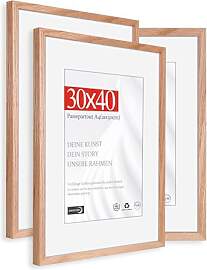 HIMEETIME® 3x Bilderrahmen für 30x40cm Natur