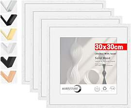 HIMEETIME® 4x Bilderrahmen,30x30 cm Weiss Rahmen