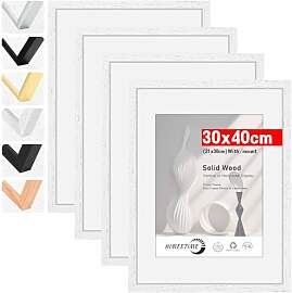 HIMEETIME® 4x Bilderrahmen,30x40 cm Weiss Rahmen