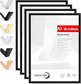 HIMEETIME® 4x Bilderrahmen A3 30x42 cm Schwarz