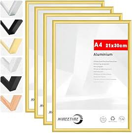 HIMEETIME® 4x Bilderrahmen A4 21x30 cm Gold