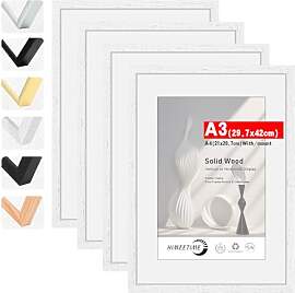 HIMEETIME® 4x Bilderrahmen DIN A3 30x42 cm Weiss