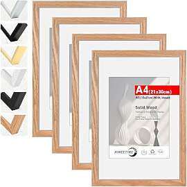 HIMEETIME® 4x Bilderrahmen DIN A4 21x30 cm,aus