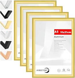 HIMEETIME® 4x Bilderrahmen DIN A5 14,8x21 cm Gold 
