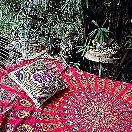 Hippie-Mandala-King-Tapisserie, Wandbehang, roter