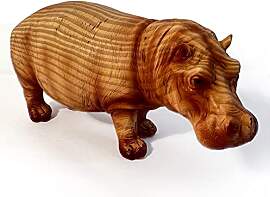 Hippopotmous in Holz-Optik, Harz, Ornamente für