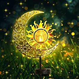 HIQE-FL Mond Solarleuchten Garten im Freien,Metall 