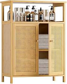 HITNET Rattan Badezimmerschrank, Bambus Badschrank 