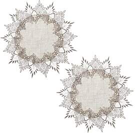 HJZHII 2 Stück Runde Tischdecke Leinen, 38×38 cm 