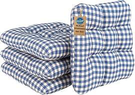 HLKauf 4er Set Blau/Weiss Sitzkissen 36x36x6 cm |
