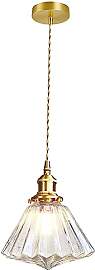 Hnexsei Vintage Gold Pendelleuchte mit Glasschirm, 