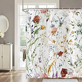 Hnmdmyi Duschvorhang Blumen 180x200, Aquarell