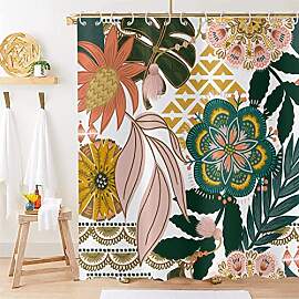 Hnmdmyi Duschvorhang Boho Blumen 180x200,