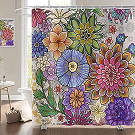 Hnmdmyi Duschvorhang Boho Blumen 180x200,