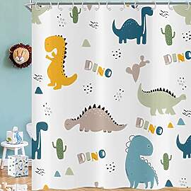 Hnmdmyi Duschvorhang Cartoon Dinosaurier 180x200,