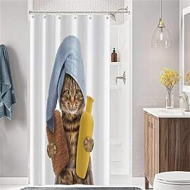 Hnmdmyi Duschvorhang Lustig Katze 90x180,