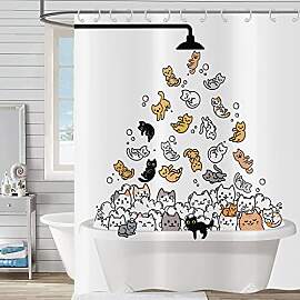 Hnmdmyi Duschvorhang Lustige Katze 180x220, Kinder 