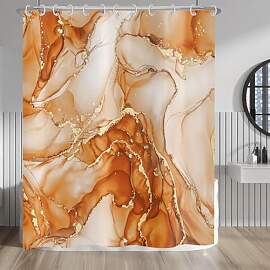 Hnmdmyi Duschvorhang Marmor 150x180, Orange Gold