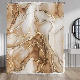 Hnmdmyi Duschvorhang Marmor 90x180, Braun Gold