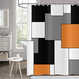 Hnmdmyi Duschvorhang Orange 180x200, Grau Schwarz