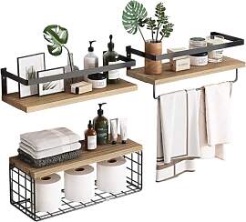 Hnonoxy Schweberegale Wandregal, 3 + 1 Stück