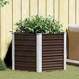 Hochbeet, braun, 129x129x77 cm, verzinkter Stahl,