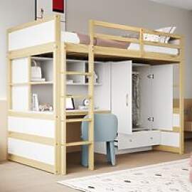 Hochbett 90x200 ohne Matratze,mit Kleiderschrank