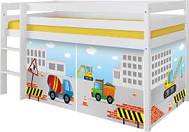 Hochbett Holz Malte ca. 90x200 cm Weiß Baustelle