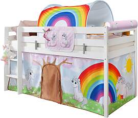 Hochbett Holz Malte ca. 90x200 cm Weiß Einhorn