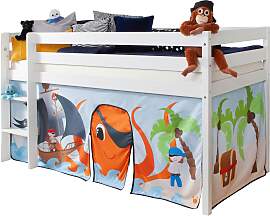 Hochbett Holz Malte ca. 90x200 cm Weiß Pirat