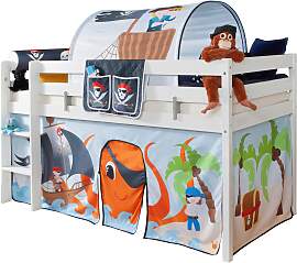 Hochbett Holz Malte ca. 90x200 cm Weiß Pirat