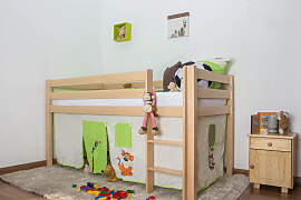 Hochbett Julian Buche massiv natur, inkl. Rollrost 