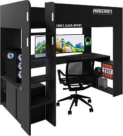 Hochbett Minecraft ca. 90x200 cm Schwarz