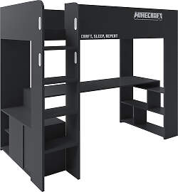 Hochbett PHOENIX, schwarz, B:96cm H:181cm