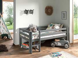 Hochbett Pino ca.90x200cm Kiefer Massiv Grau