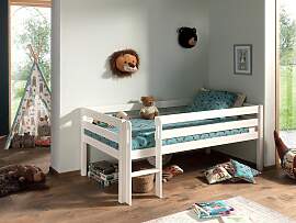 Hochbett Pino ca.90x200cm Kiefer Massiv Weiß