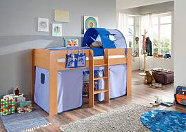 Hochbett RELITA "Andi", blau (buche