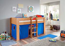 Hochbett RELITA "Andi", blau (buche