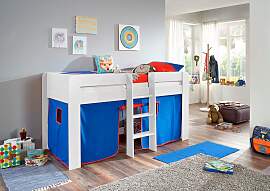 Hochbett RELITA "Andi", blau (buche
