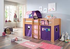 Hochbett RELITA "Andi", rosa (buche